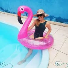 Boia Flamingo Rosa Pink Com Glitter Gigante Piscina Inflável 120cm