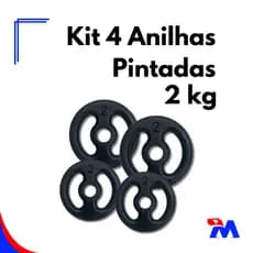 Kit 4 Anilhas Pintadas 2kg Musculação Treinamento