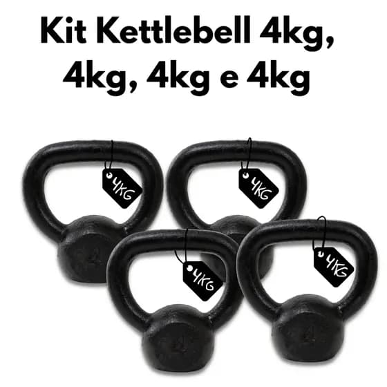 Kit Kettlebells 4kg, 4kg, 4kg e 4kg Treinamento Musculação Cross Training e Academia em Casa