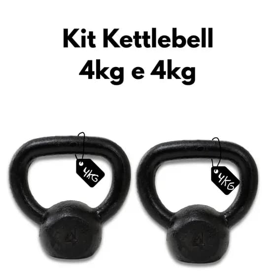 Kit Kettlebells 4kg e 4kg Treinamento Musculação Cross Training e Academia em Casa