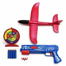 Pistola Lança Avião com Planador Brinquedo Infantil Ar Livre Colorido
