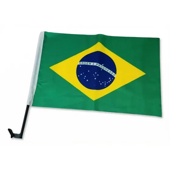 Bandeira Brasil para Carro Vidro Lateral Copa Torcida Automotiva Suporte - Tamanho 30x45 cm