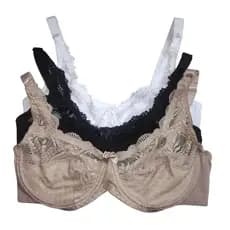 Kit 3 Sutiã Soutien Plus Size Lycra e Renda Sem Bojo Com Aro