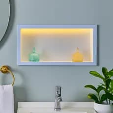 Nicho Banheiro Porcelanato Branco 30x60x11 com LED e fonte 12 V inclusa