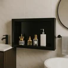 Nicho Banheiro Porcelanato Sobrepor Preto 36x56x10 c/ kit de instalação