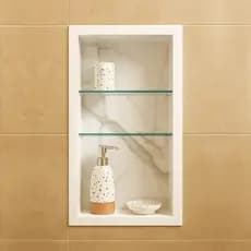 Nicho Porcelanato banheiro box 60x30x11 bordas de alumínio 70126