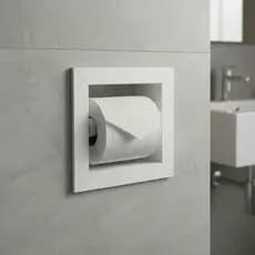 Porta papel porcelanato de embutir bordas de alumínio branco