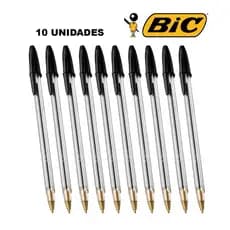 Caneta BIC Esferográfica Cristal Dura Mais A Clássica Ponta Média Kit Com 10 Preta