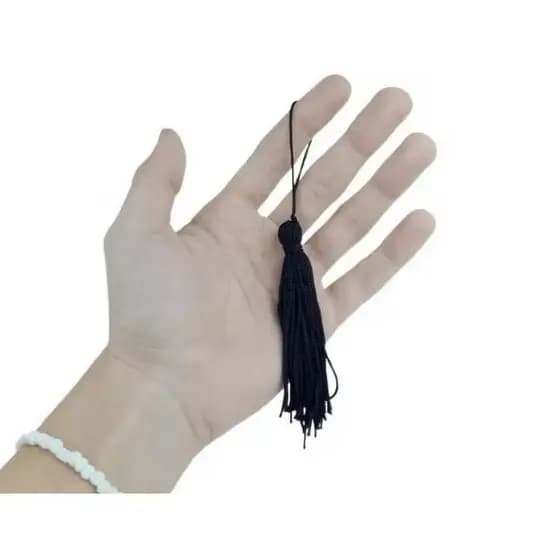 Pingente de Seda Tassel Franja Preto 7cm (10 Un)