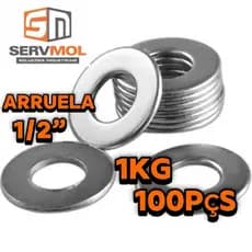 ARRUELA LISA Zincada 1/2” 1kg 100pçs