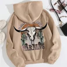 Moletom Canguru Feminino Touro Warner Rodeio Estilosa