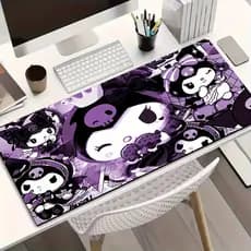 Tapete Mouse Pad Tema Kuromi Roxo Escuro e Designs de Anime