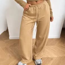 Calça Moletom Modelo Wide leg Despojada Lisa Feminina Casual Treino Hype Streetwear