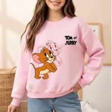 Blusa Moletom Gola Careca Estampa de Desenho Jerry Do Tom e Jerry Fofo Confortável Para O Inverno