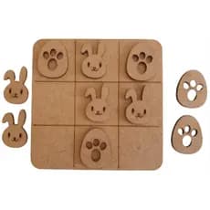 130 Jogos da velha Pascoa Ovo Coelho em MDF 10cm tabuleiro brinquedo presente lembrancinha kit