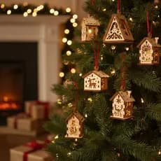 Mini Casinhas Pendurar Decoração Natal Mdf 20 Peças Mdf Cru