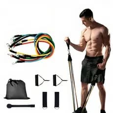Kit 11 Peças Elástico Para Exercício De Resistência Academia Em Casa Top