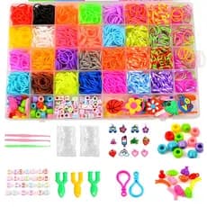 Kit de Elásticos Coloridos Para Fazer Pulseira Divertidas Temáticas Diversos Letrinhas Para Criança Pingentes
