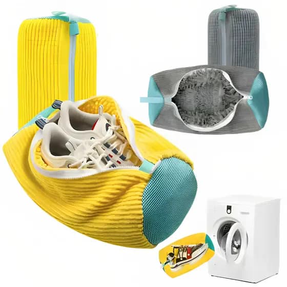 Kit 2 Sacos Lavar Sapato Saco De Viagem Armazenamento Malha Lavanderia Anti Deformação Saco de Lavagem Sapato