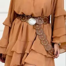 Cinto Boho Chic Original Feminino Trend Festivel Country Fivela Metal Caramelo