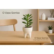 Vaso Suculenta Dente Vasinho em Formato de Dente Decoração para consultorio