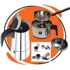 Cuscuzeira Inox Pequena+Cafeteira Italiana Expresso 6xícaras