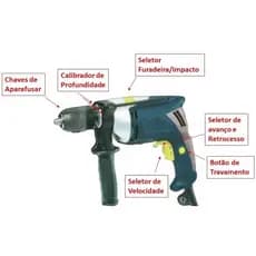 Furadeira de Impacto Reversível de 810W + 15 brocas e Maleta inclusa