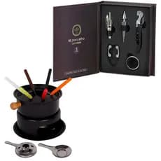 Conjunto Aparelho Para Fondue e Kit Vinho 5 Peças saca Inox