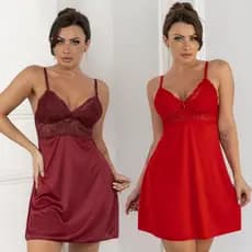 Kit com 2 camisolas feminina  com calcinha fio  detalhes em Renda