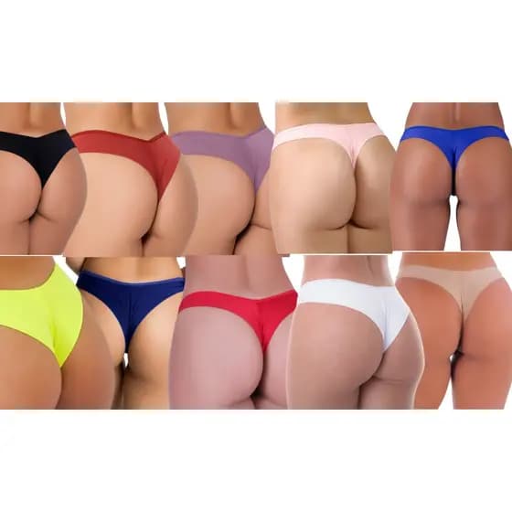 Kit com 10 Calcinhas feminina  Fio Duplo Levanta Bumbum Confortável Forro em Algodão Sensual
