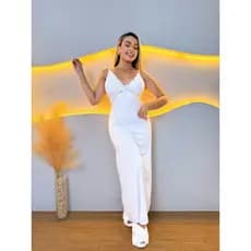 Camisola Longa para Noiva Lua de Mel rendada com fenda na lateral