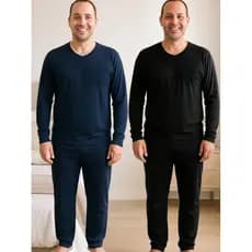 Kit com 2 Pijamas Masculino Manga Longa  Calça em Malha Confortavel Inverno moda masculina