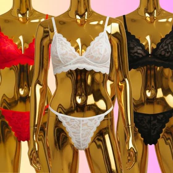 Kit com 3 Conjuntos Feminino Rendado Sem Bojo com Aro