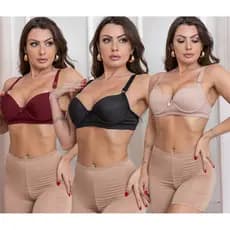 Kit com 3  Sutiãs Sustentação solteirinho com bojo alça reforçada sutiã feminino