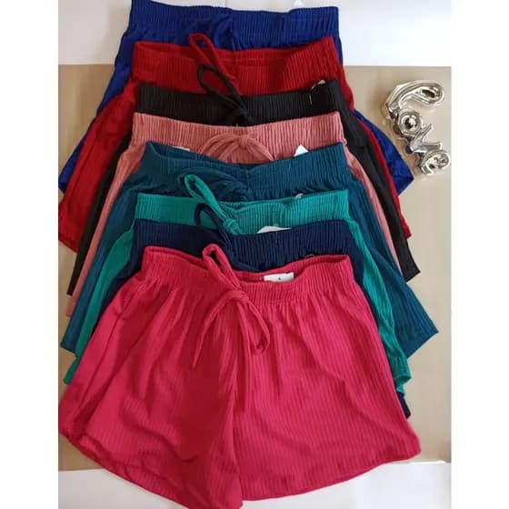 Shortinho Short Curto Soltinho Malha Canelada Short Canelado Feminino Academia Verão
