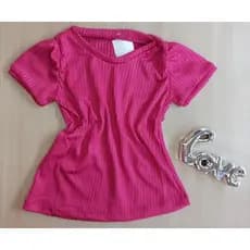 Blusa infantil manga curta menina malha canelada moda Blogueirinha