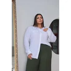 Blusa Camisa Feminina Plus Size Social Manga Longa Tamanhos Grandes 46 ao 54
