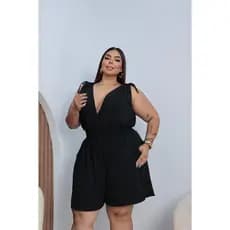 Macaquinho Forrado Feminino Tecido Duna Plus Size