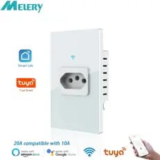Melery Wifi Inteligente Tuya Tomada Parede Monitor Energia Eletricidade Vidro Por Alexa Goole Home