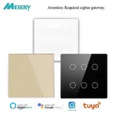 Melery Tuya 6/8 Gang WiFi Interruptor de Luz com Sensor de Toque e Controle Remoto Alexa Google