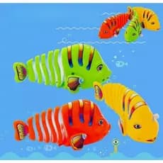 Brinquedo Peixinho a corda articulado colorido peixe pra banho infantil divertido