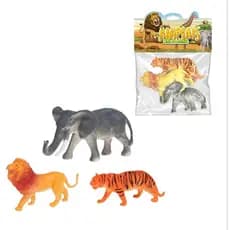Kit com 3 Animais selvagens da floresta safari miniaturas elefante leão tigre brinquedo infantil