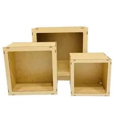 kit Nichos decorativos conjunto com 3 nichos 100% MDF quadrado para Quarto, Sala, Banheiro, Cozinha
