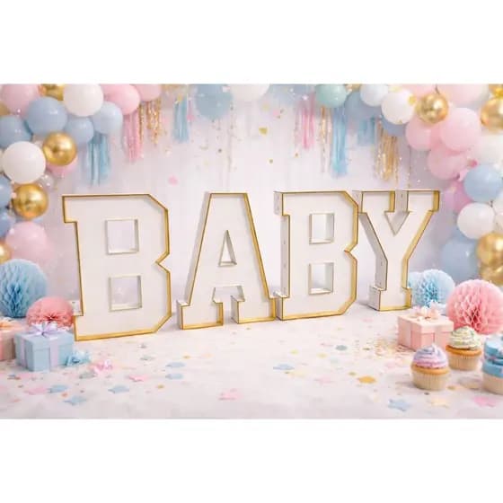 4 Letras palavra  Baby Cubos Branco  3D 60cm