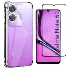 Capinha Capa + Película de Vidro 3D para Realme Note 60 Capinha Anti Impacto Transparente
