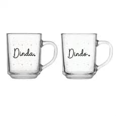 Kit De 2 Canecas Xicaras De 230ml De Vidro Decorado Dinda E Dindo Madrinha Padrinho Batizado