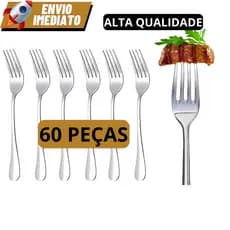Kit 60 Talheres Exclusivo De Aço Inox Garfo Luxo Reutilizável Faqueiro