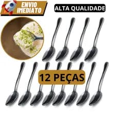 Kit 12 Colher Para Sobremesas Talheres de Aço Inox Luxo Reutilizável Faqueiro