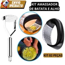 Utensílios de Qualidade Profissional: Amassador de Batata e Alho em Inox para Cozinha