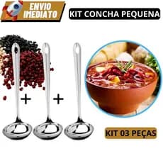 Kit de Servir: 3 Mini Conchas em Aço Inox para Molhos e Caldos
